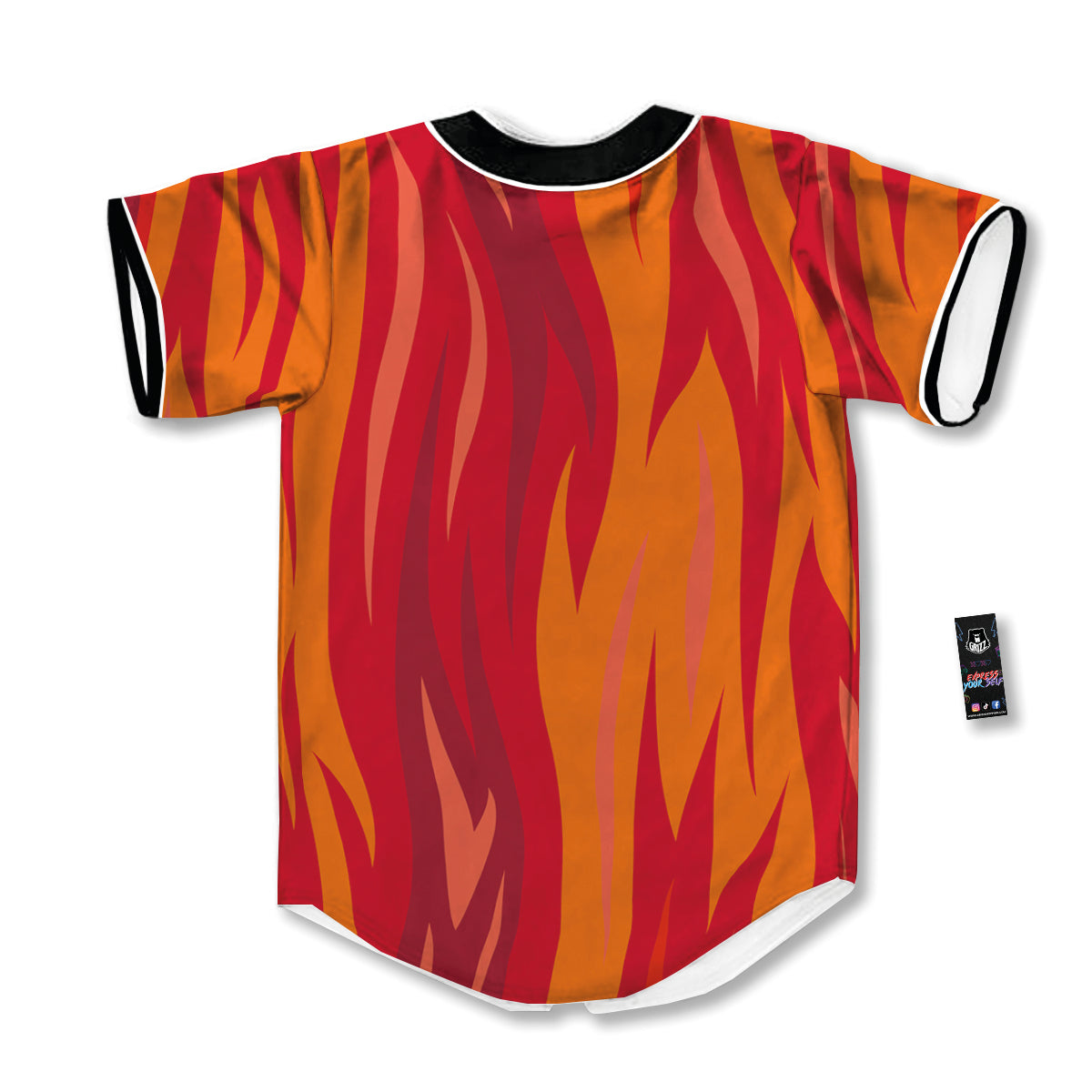 Fire In Hell Print Pattern Baseball Jersey-grizzshop