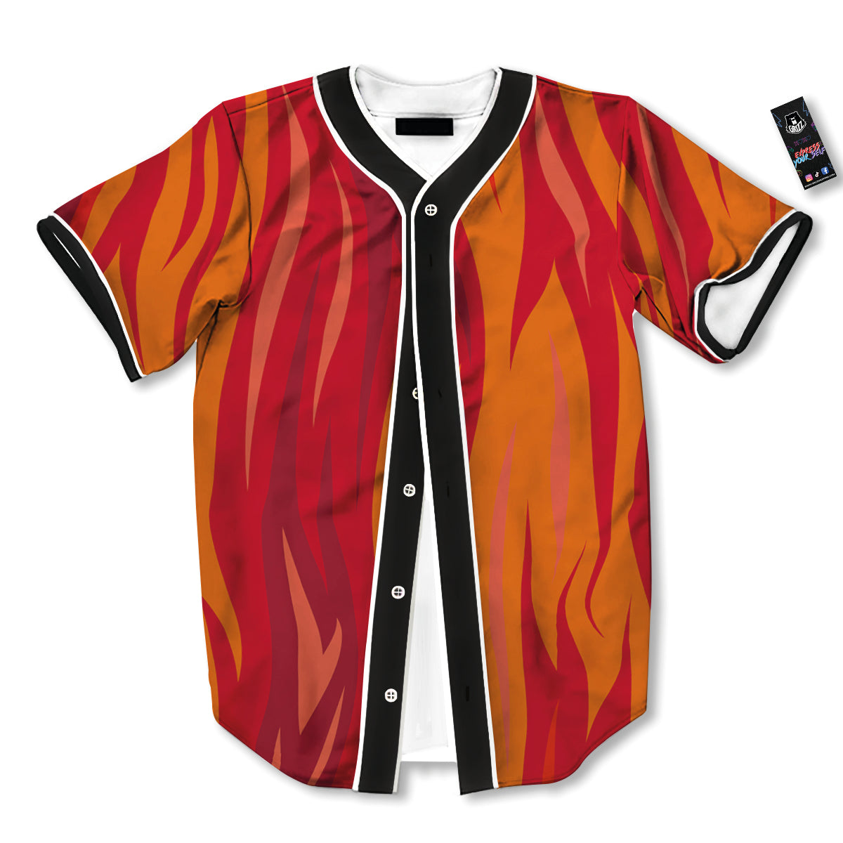 Fire In Hell Print Pattern Baseball Jersey-grizzshop