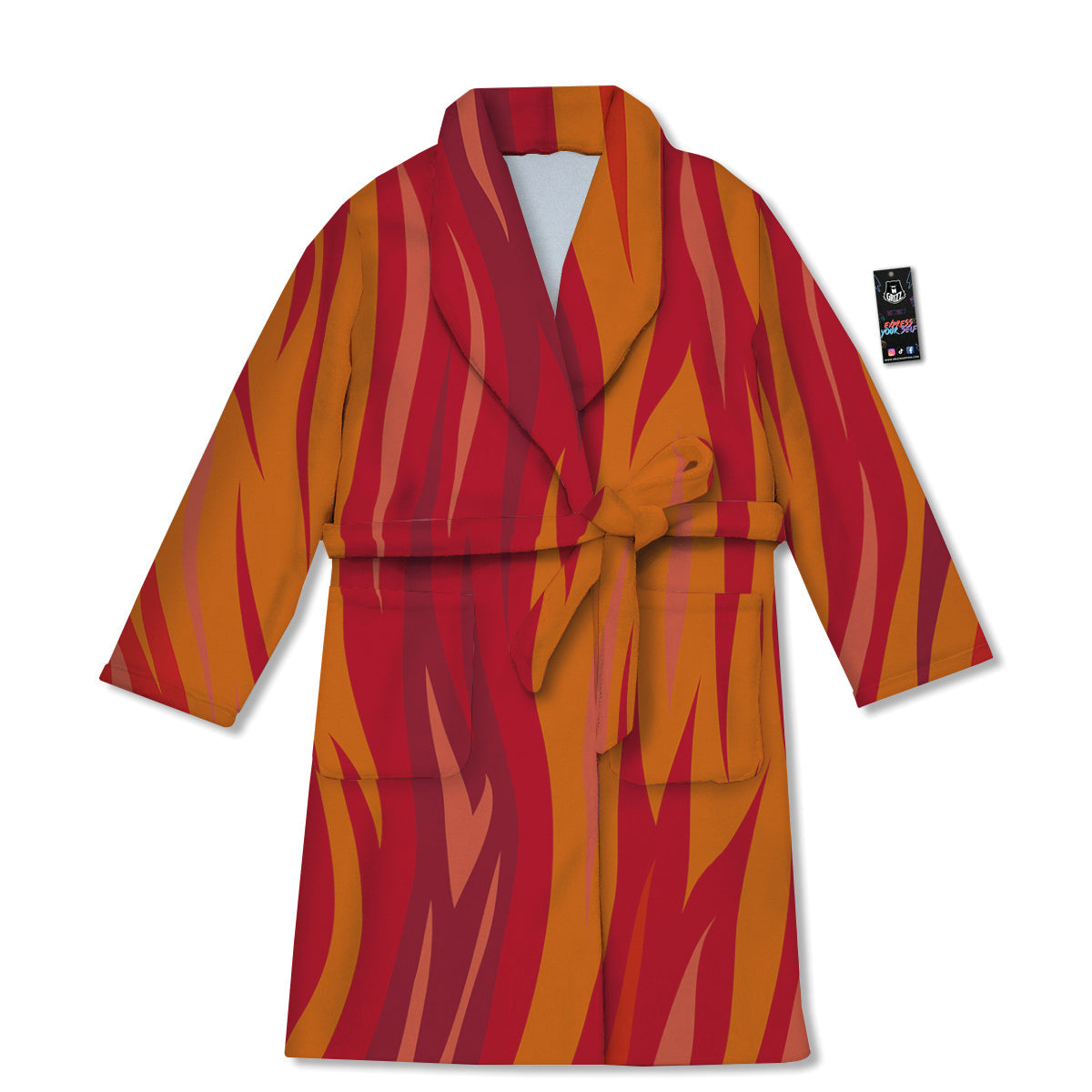 Fire In Hell Print Pattern Bathrobe-grizzshop