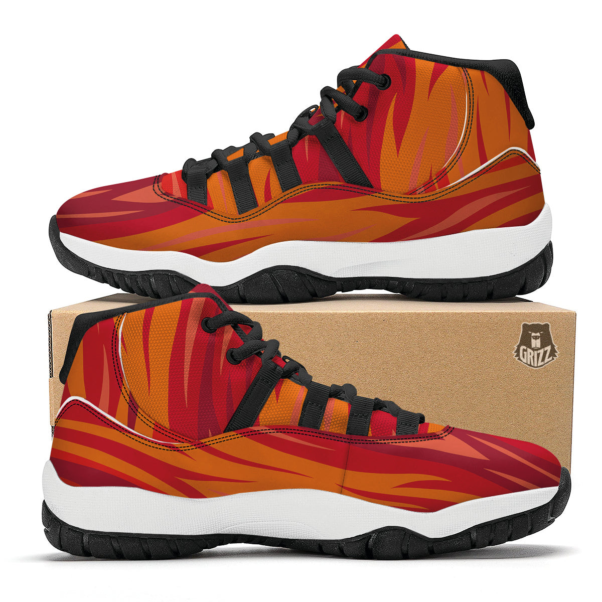 Fire In Hell Print Pattern Black Bball Shoes-grizzshop