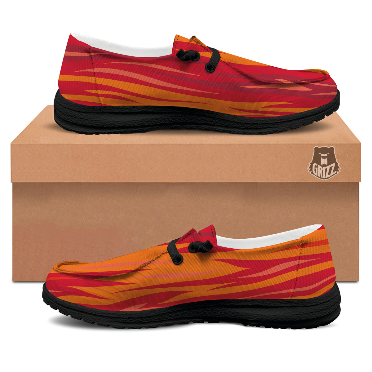 Fire In Hell Print Pattern Black Loafers-grizzshop