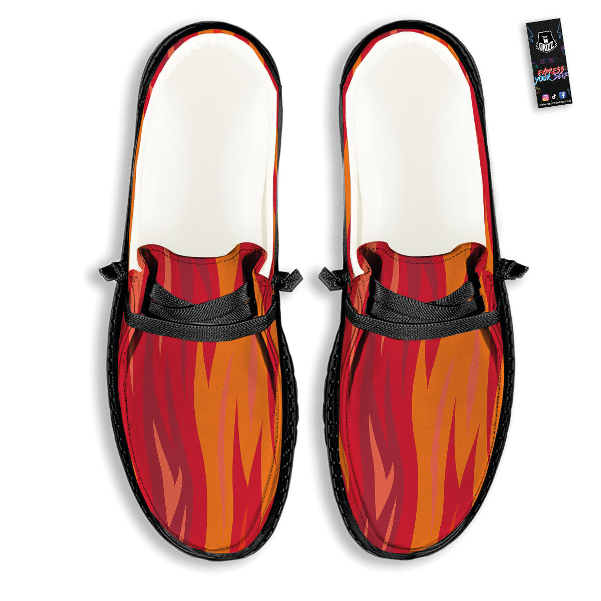 Fire In Hell Print Pattern Black Loafers-grizzshop