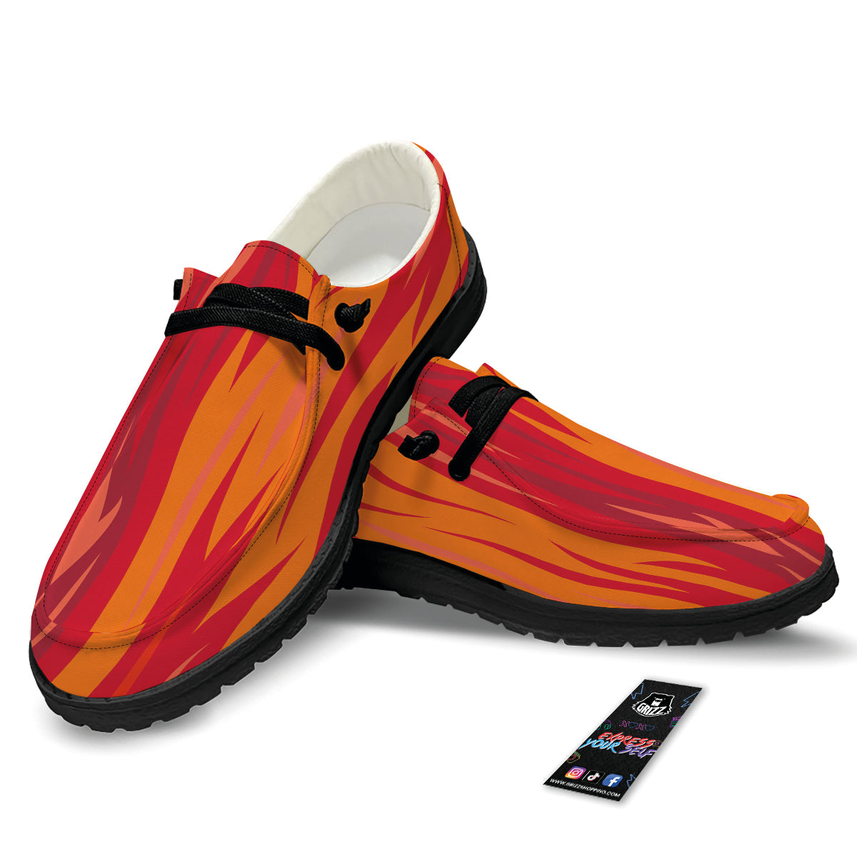 Fire In Hell Print Pattern Black Loafers-grizzshop