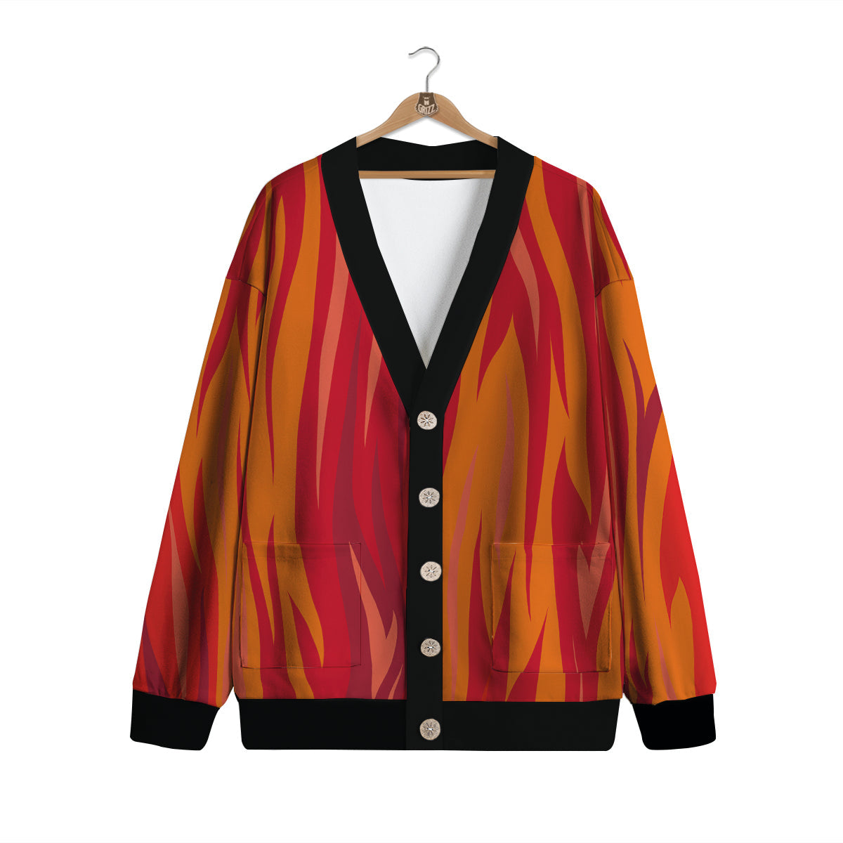 Fire In Hell Print Pattern Cardigan-grizzshop