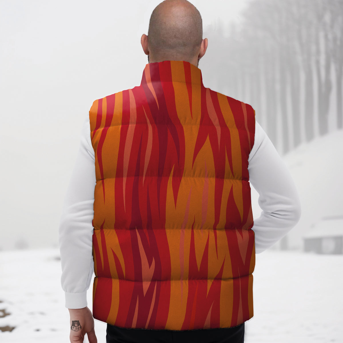 Fire In Hell Print Pattern Down Vest-grizzshop