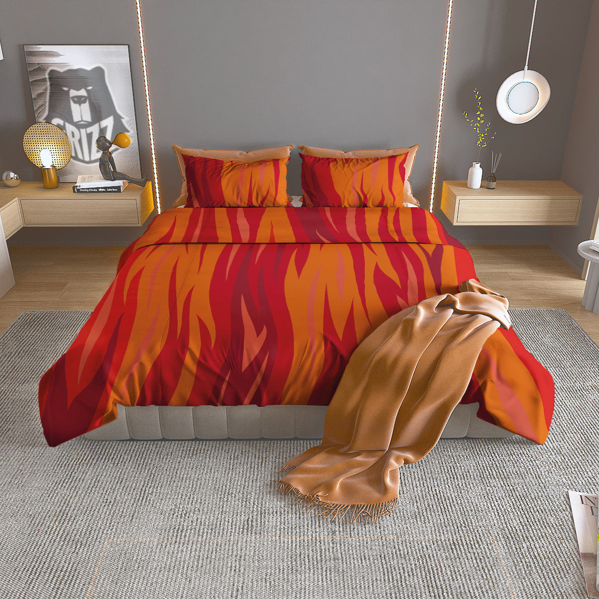 Fire In Hell Print Pattern Duvet Cover Bedding Set-grizzshop