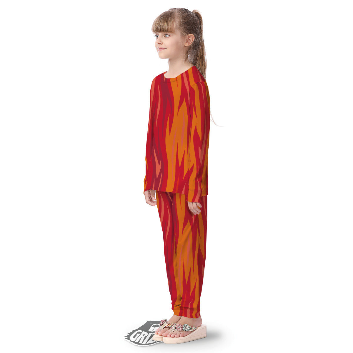 Fire In Hell Print Pattern Kid's Pajamas-grizzshop