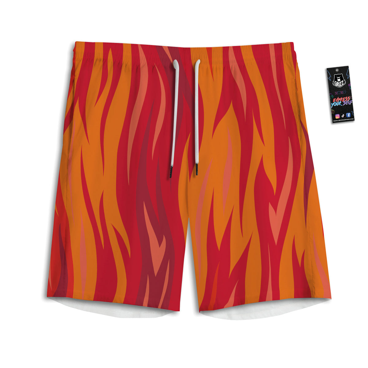 Fire In Hell Print Pattern Men's Athletic Shorts-grizzshop