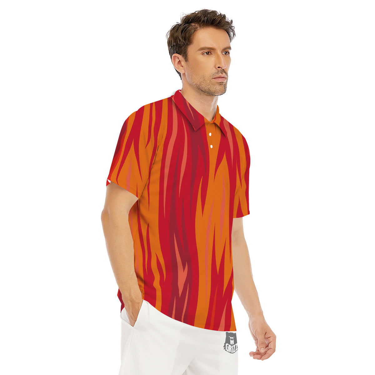 Fire In Hell Print Pattern Men's Golf Shirts-grizzshop