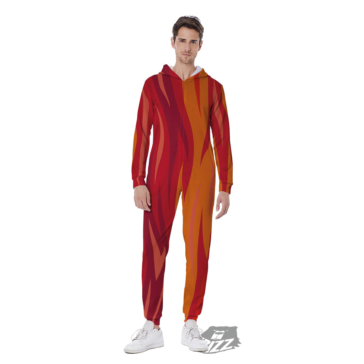 Fire In Hell Print Pattern Men's Jumpsuit-grizzshop