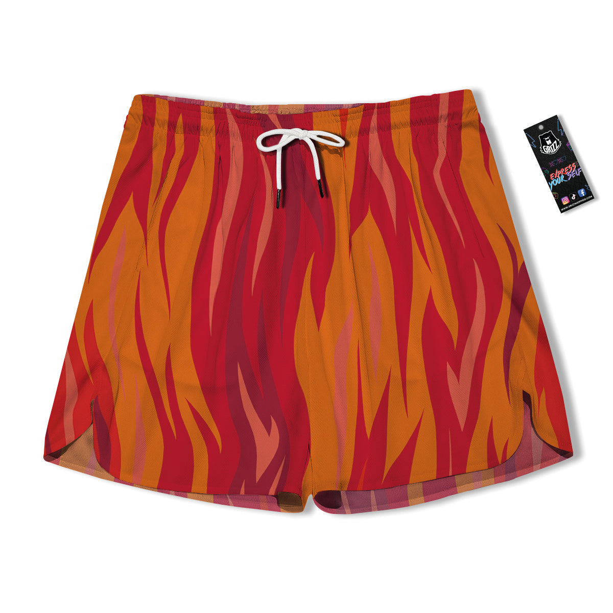 Fire In Hell Print Pattern Men's Running Shorts-grizzshop