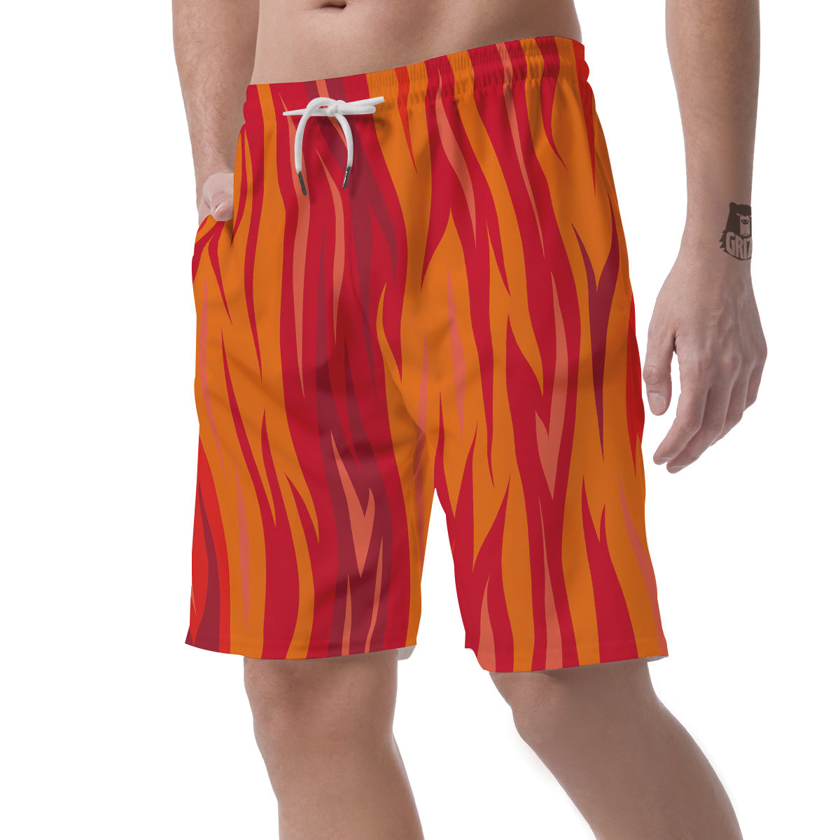 Fire In Hell Print Pattern Men's Shorts-grizzshop