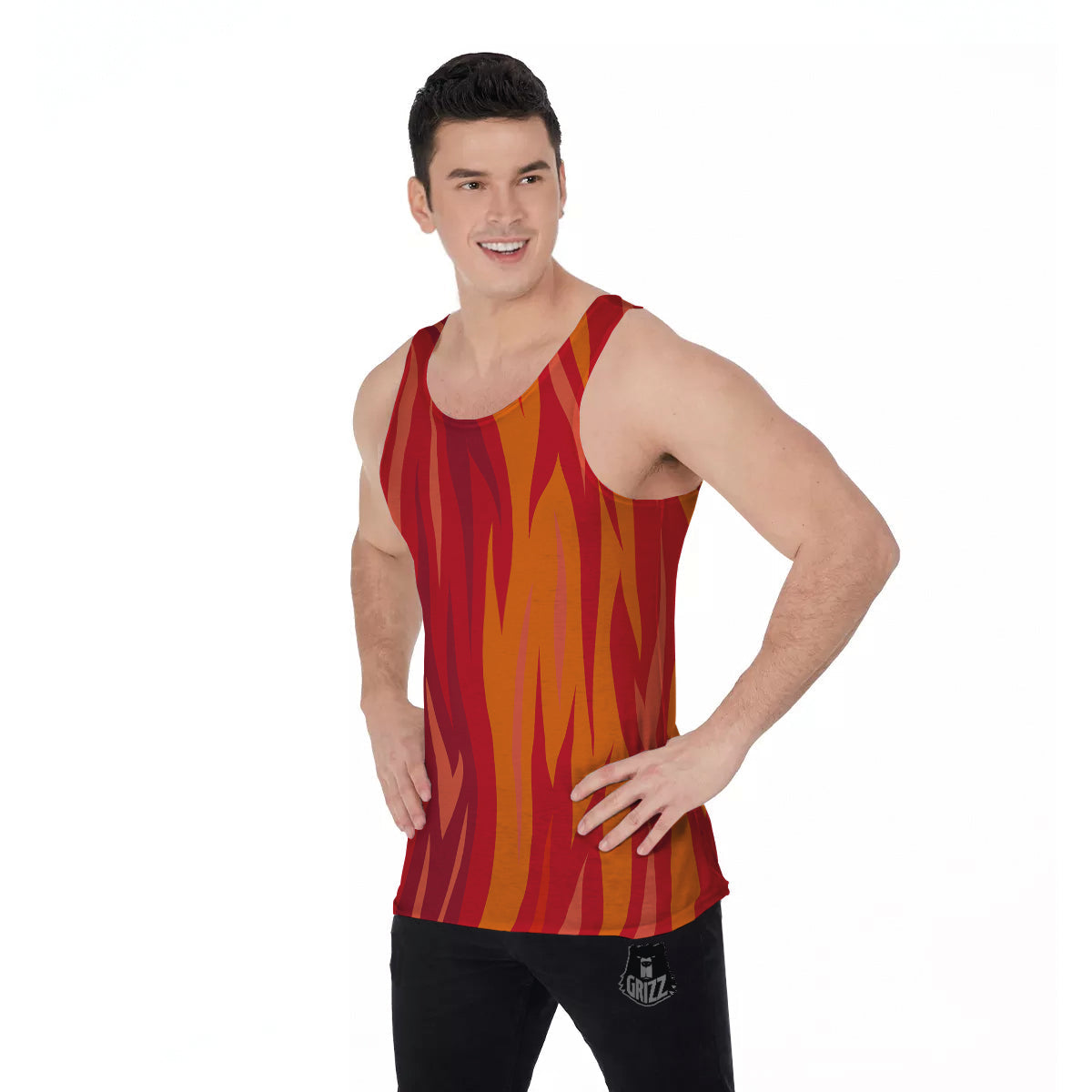 Fire In Hell Print Pattern Men's Tank Top-grizzshop