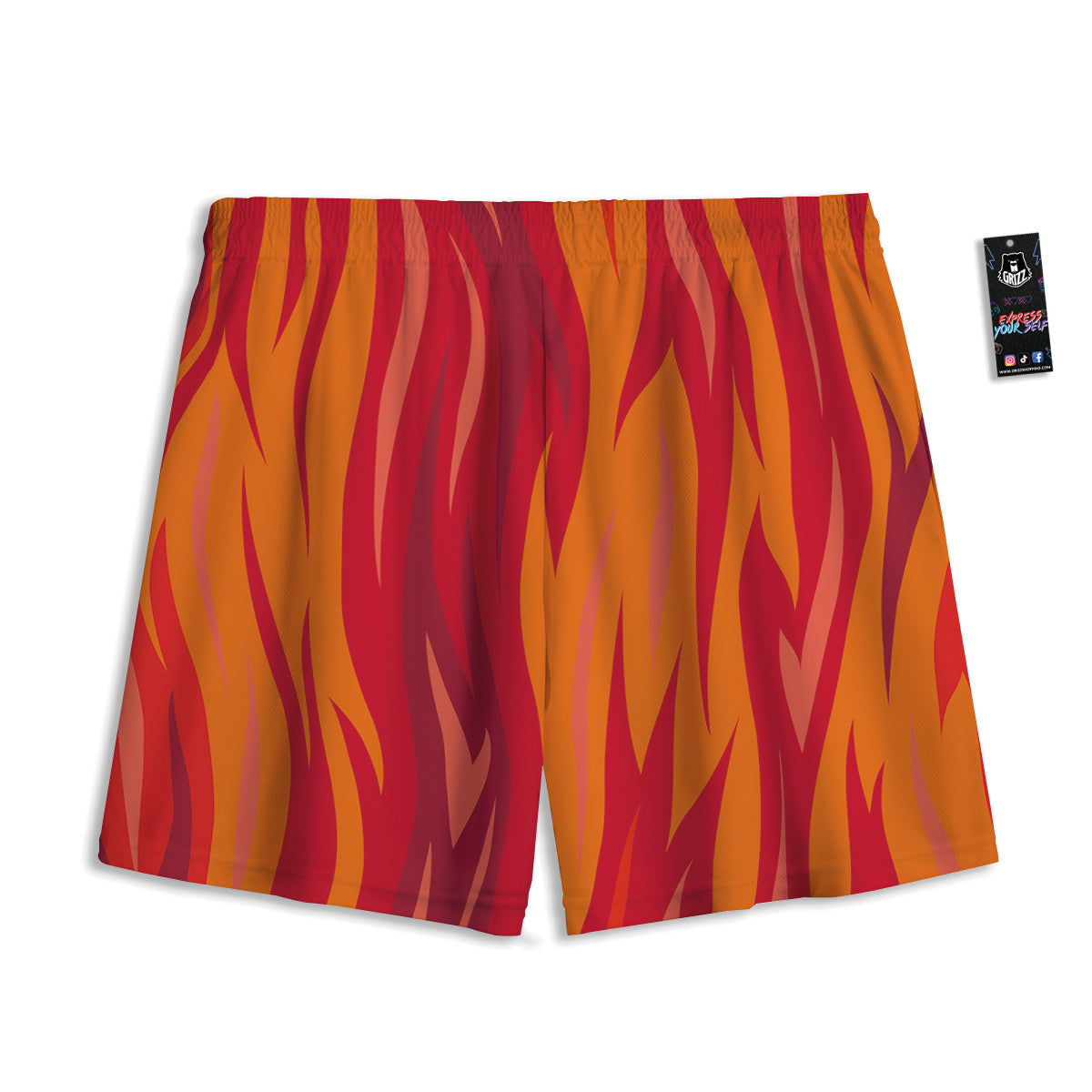 Fire In Hell Print Pattern Mesh Shorts-grizzshop