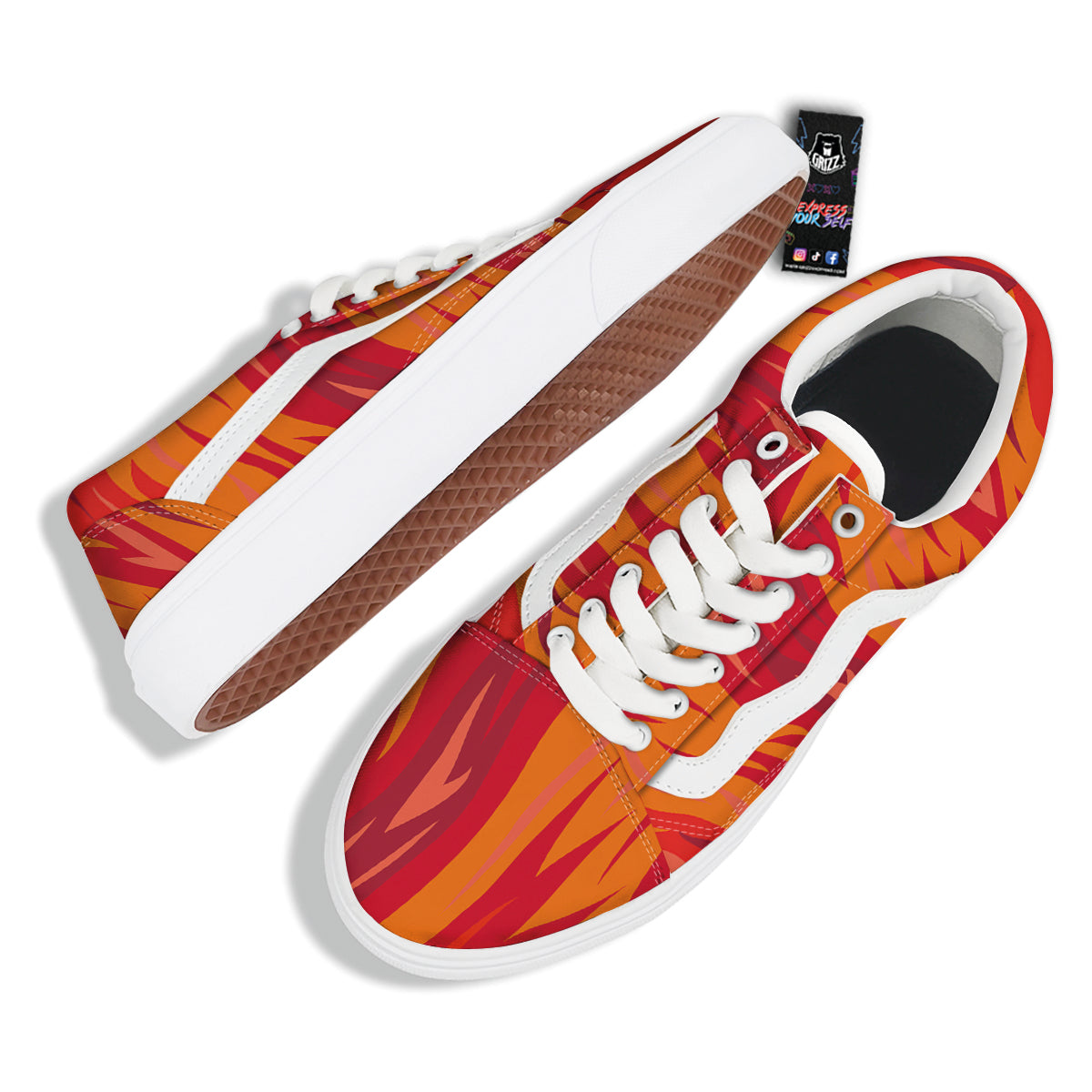 Fire In Hell Print Pattern Skate Shoes-grizzshop