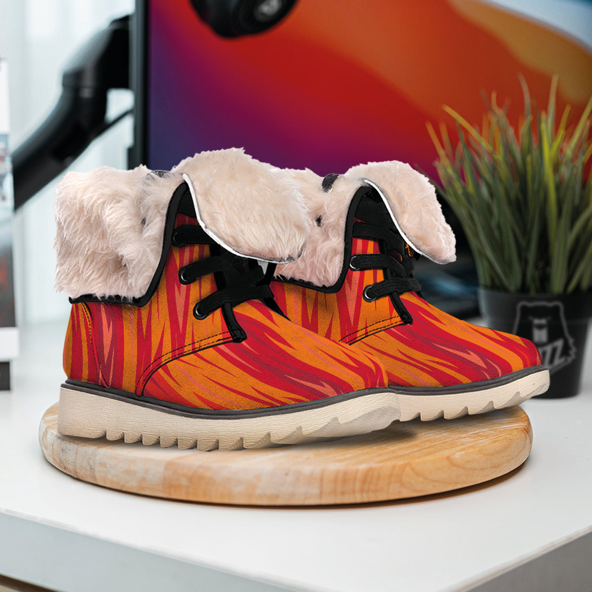Fire In Hell Print Pattern Snow Boots-grizzshop