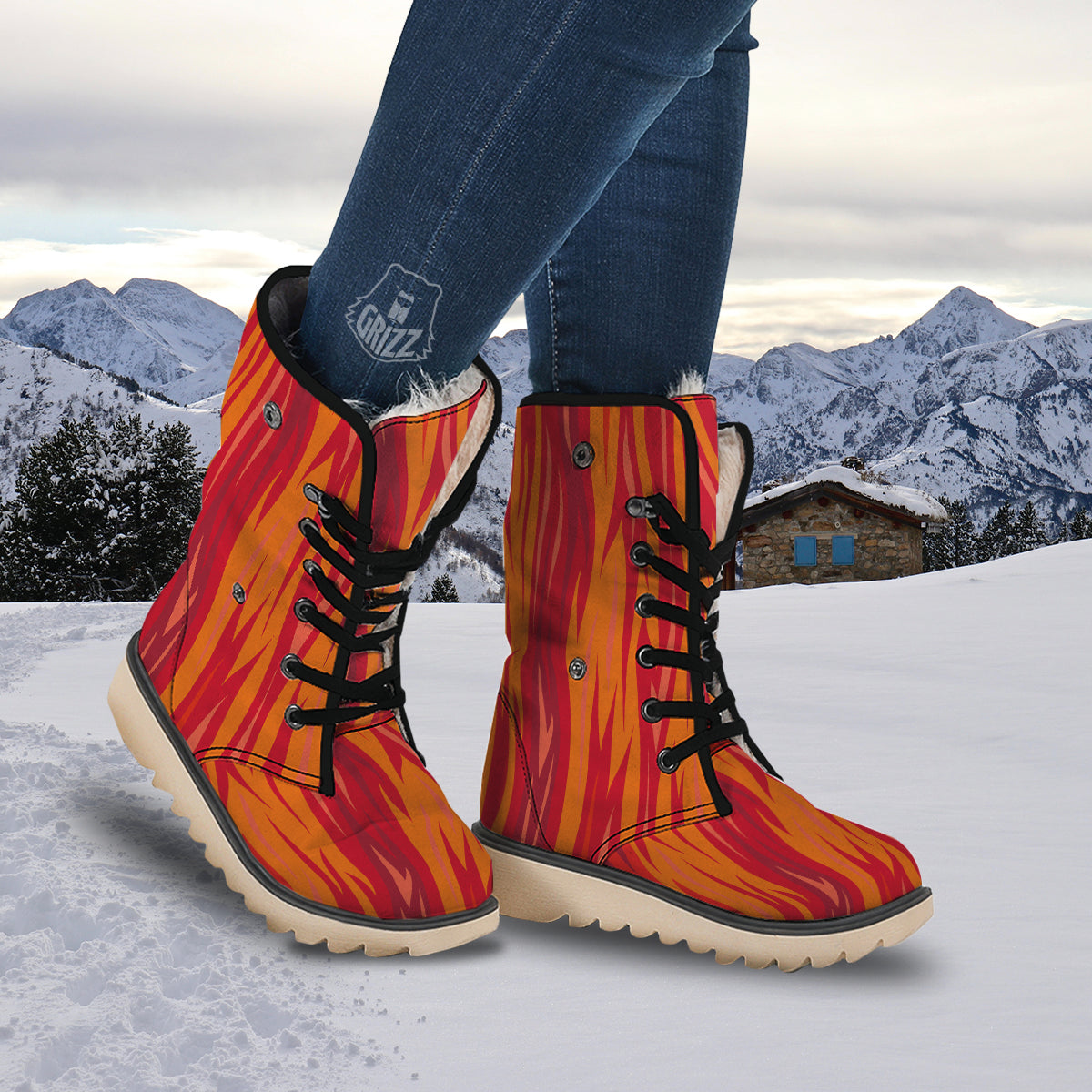 Fire In Hell Print Pattern Snow Boots-grizzshop
