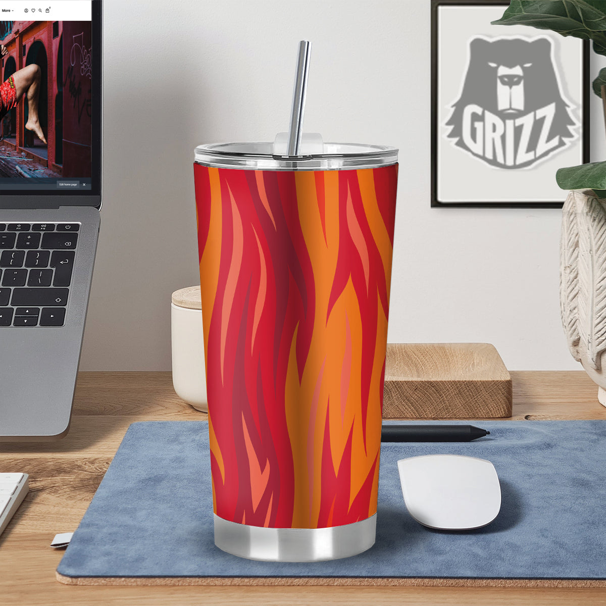Fire In Hell Print Pattern Tumbler-grizzshop
