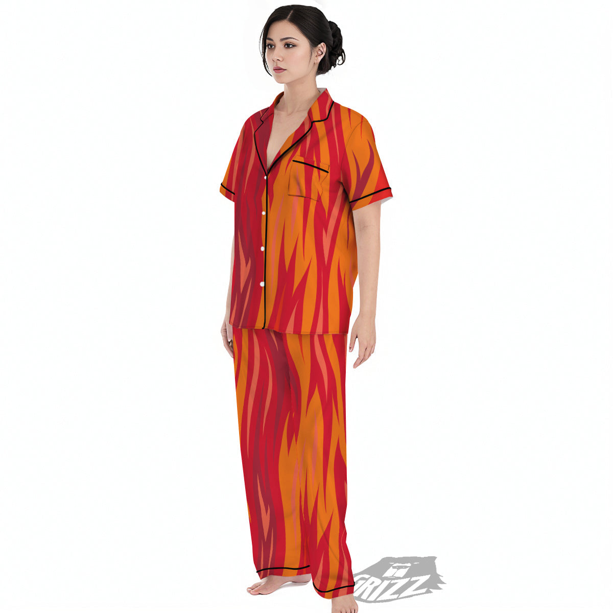 Fire In Hell Print Pattern Women's Pajamas Set-grizzshop