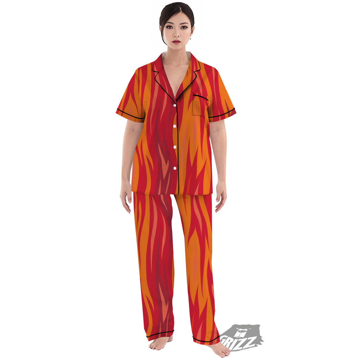 Fire In Hell Print Pattern Women's Pajamas Set-grizzshop