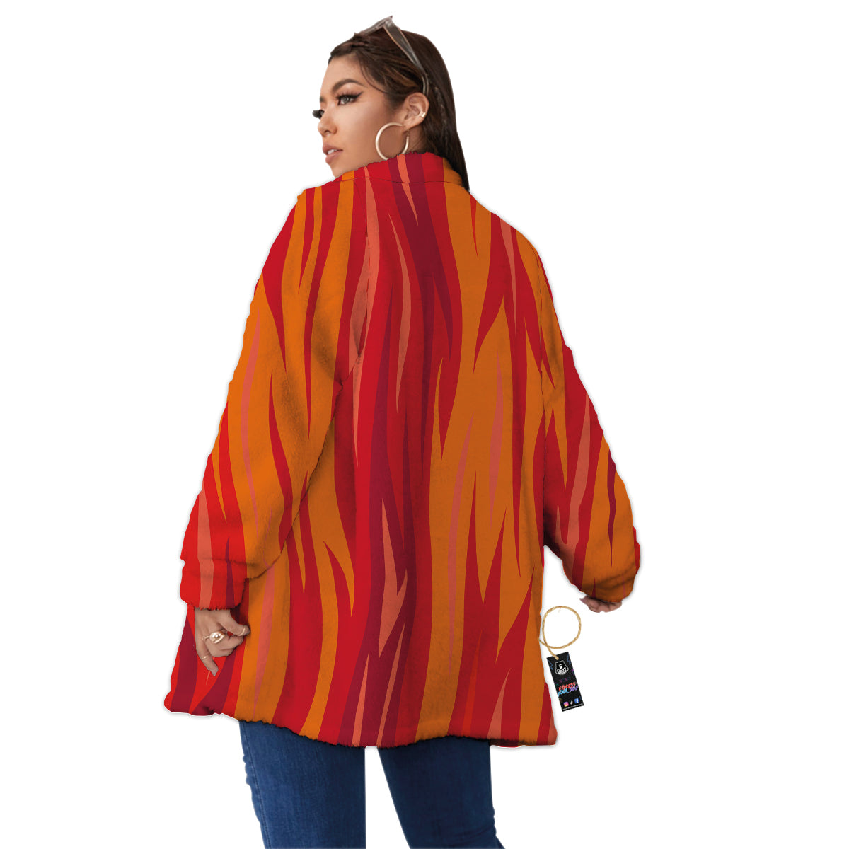 Fire In Hell Print Pattern Women's Sherpa Jacket-grizzshop
