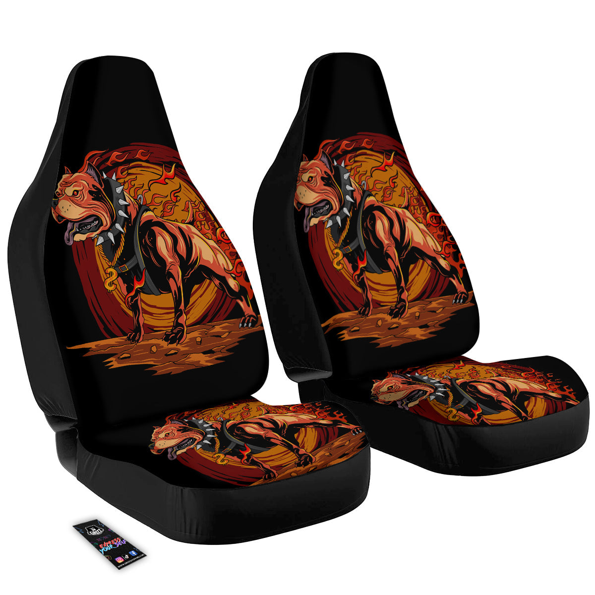 Fire Pitbull Print Car Seat Covers-grizzshop