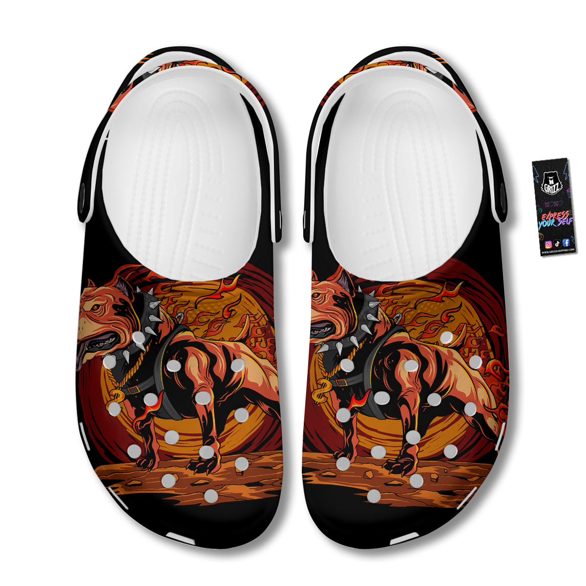 Fire Pitbull Print Clog-grizzshop