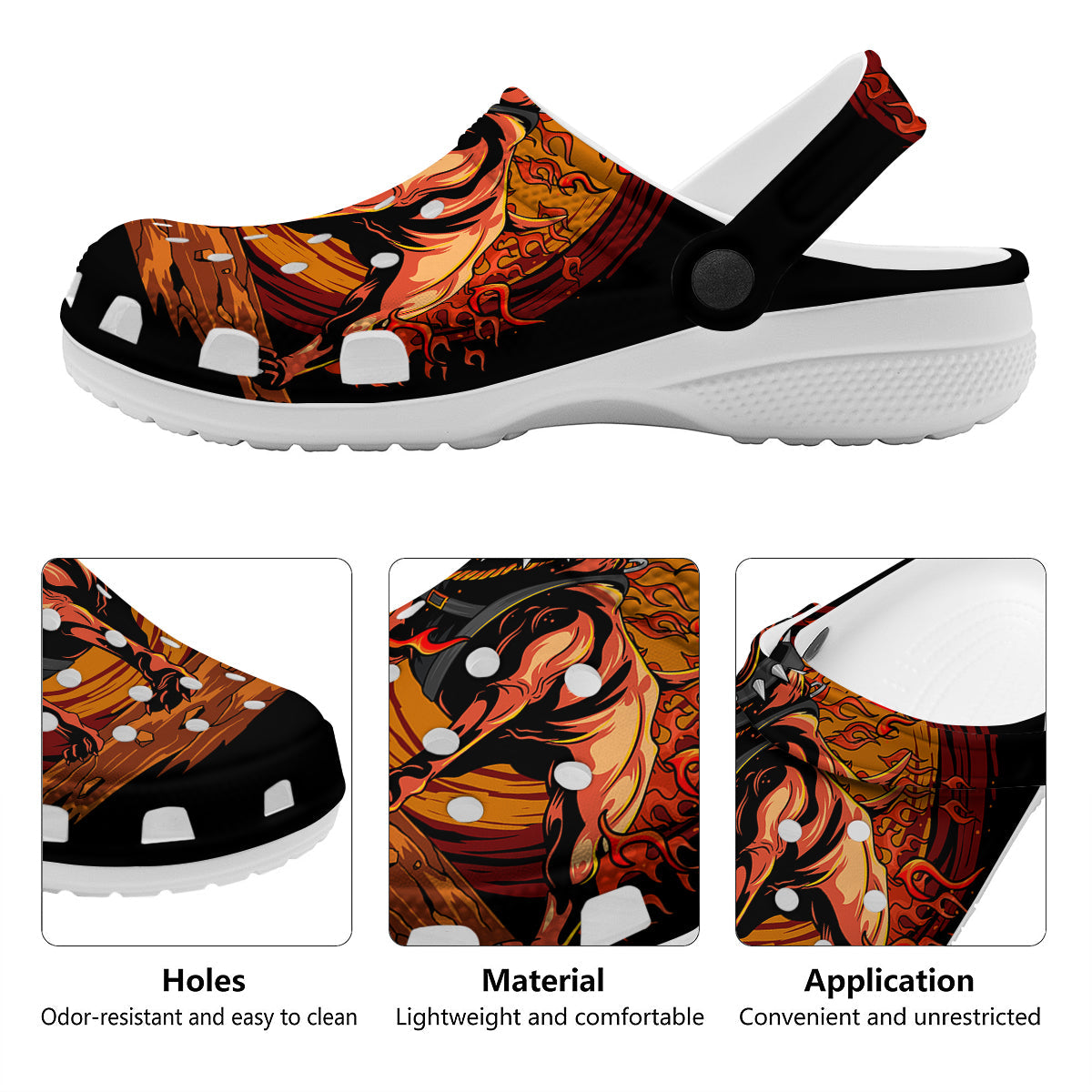 Fire Pitbull Print Clog-grizzshop
