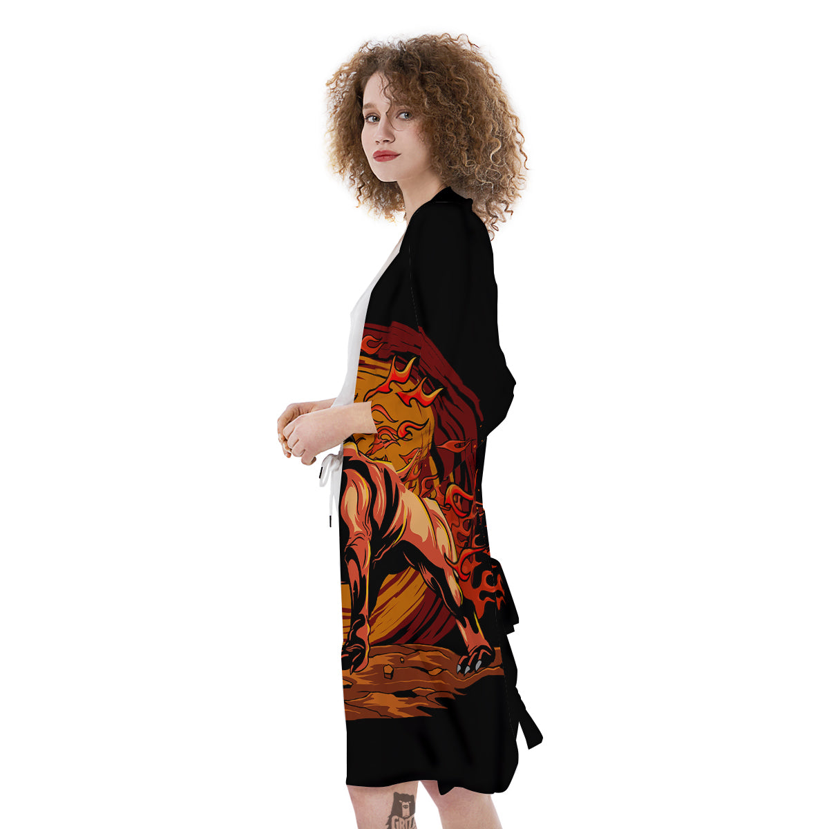 Fire Pitbull Print Kimono-grizzshop