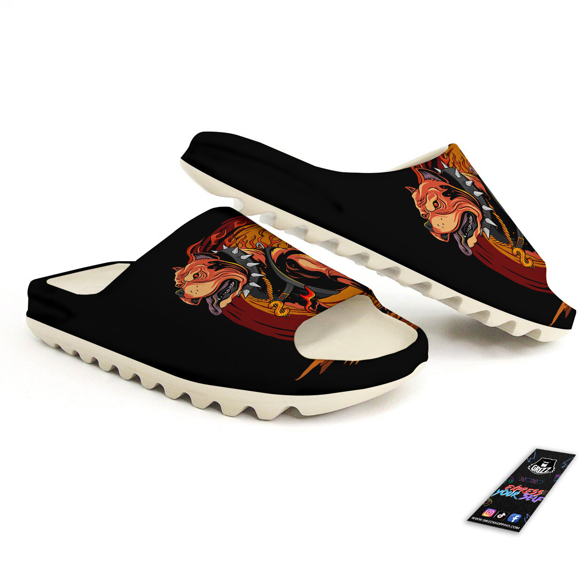 Fire Pitbull Print Sandals-grizzshop