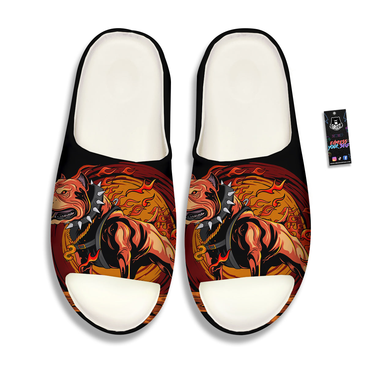 Fire Pitbull Print Sandals-grizzshop
