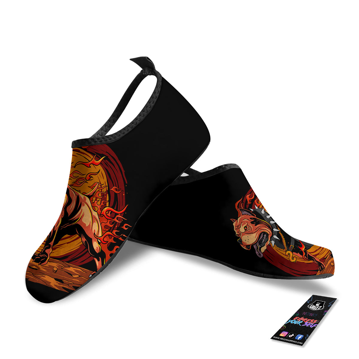 Fire Pitbull Print Water Shoes-grizzshop