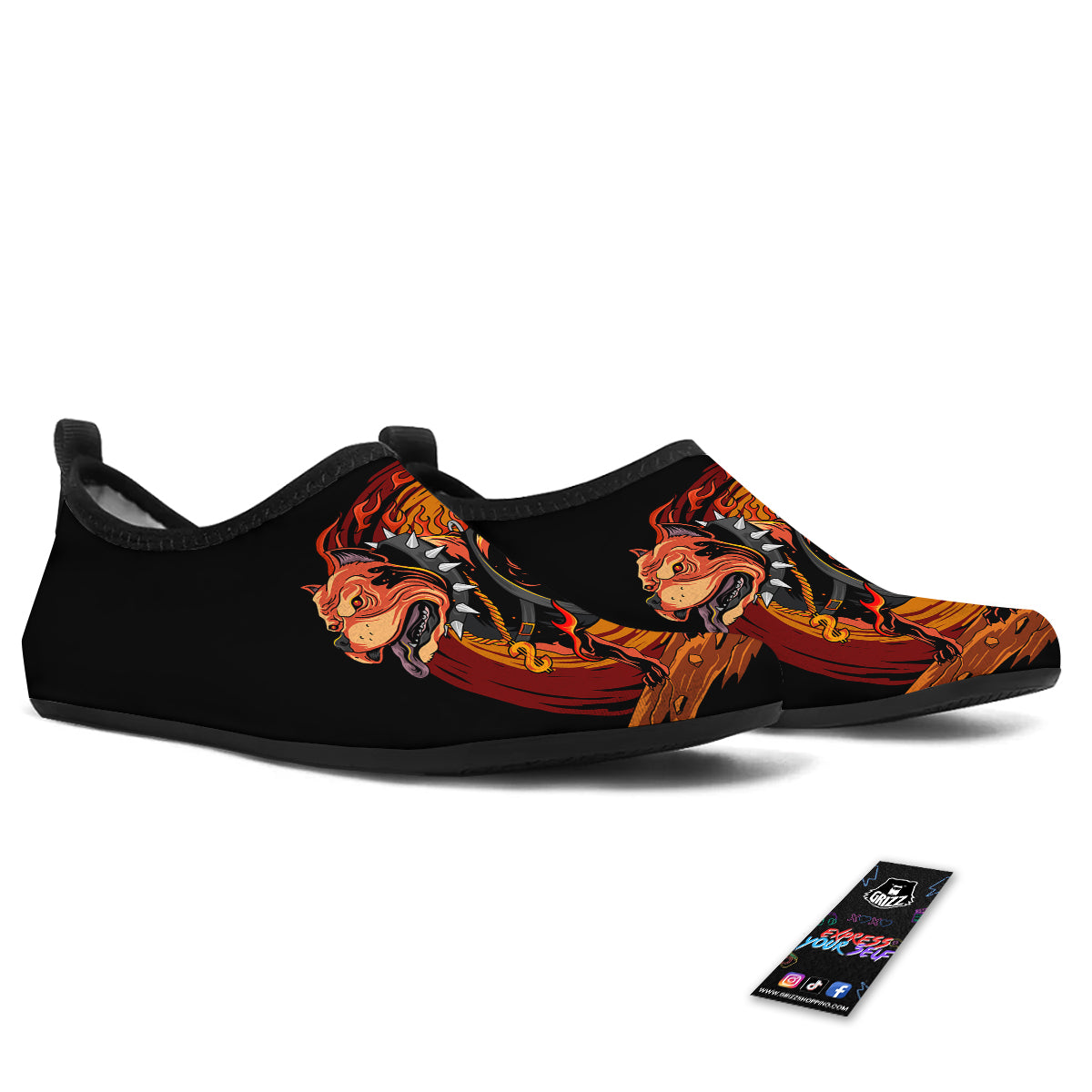 Fire Pitbull Print Water Shoes-grizzshop