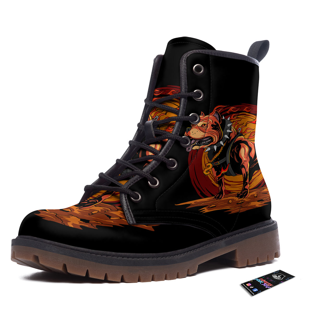 Fire Pitbull Print Work Boots-grizzshop