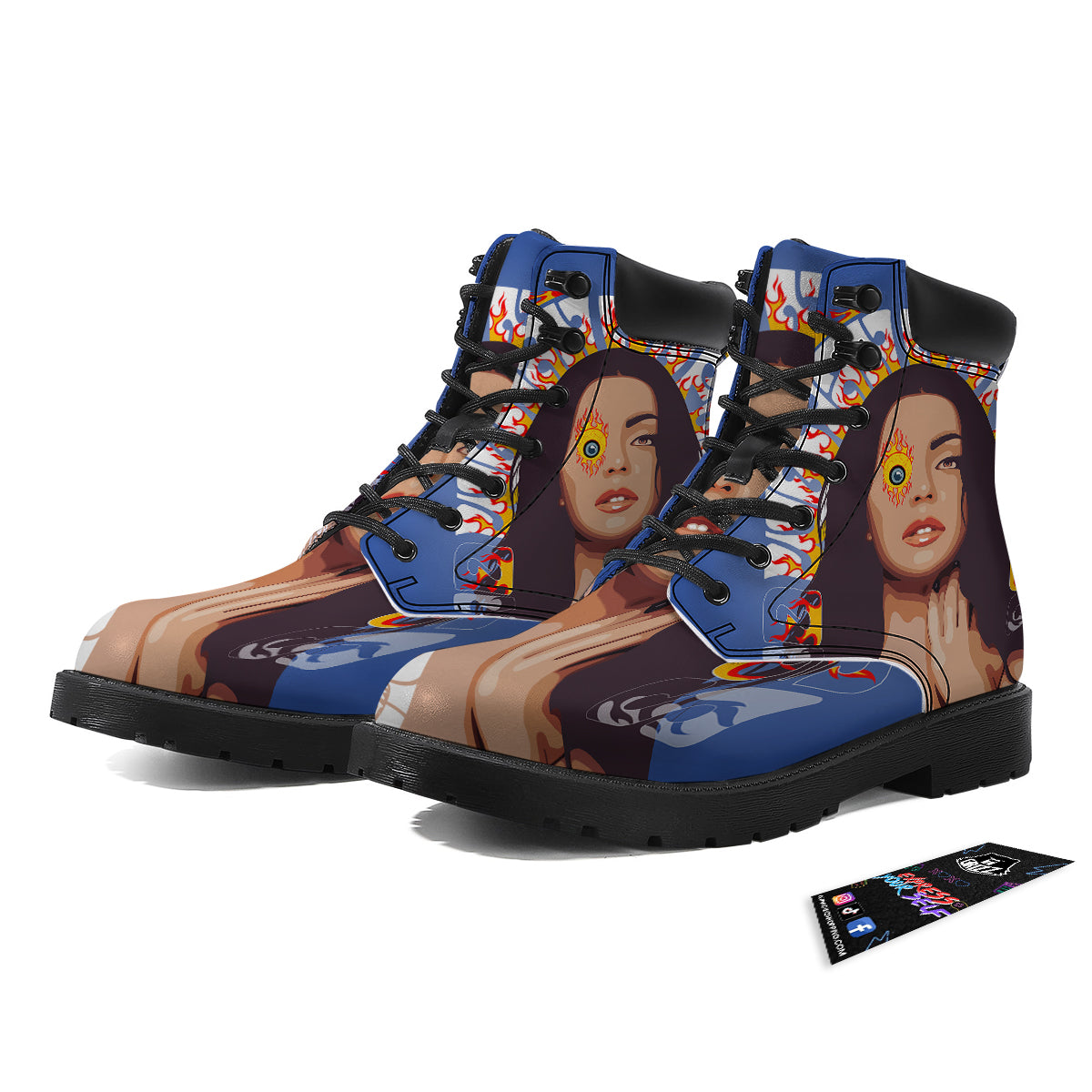 Fire Psychedelic Women Print Boots-grizzshop