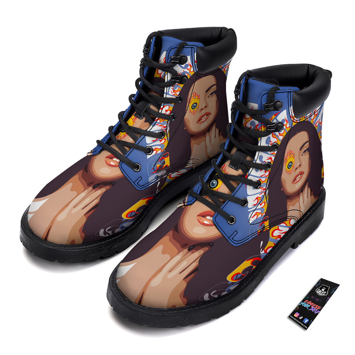 Fire Psychedelic Women Print Boots-grizzshop
