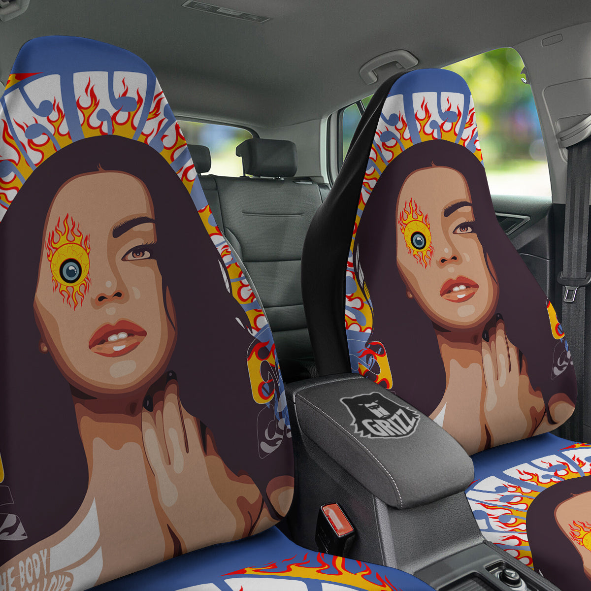 Fire Psychedelic Women Print Car Seat Covers-grizzshop