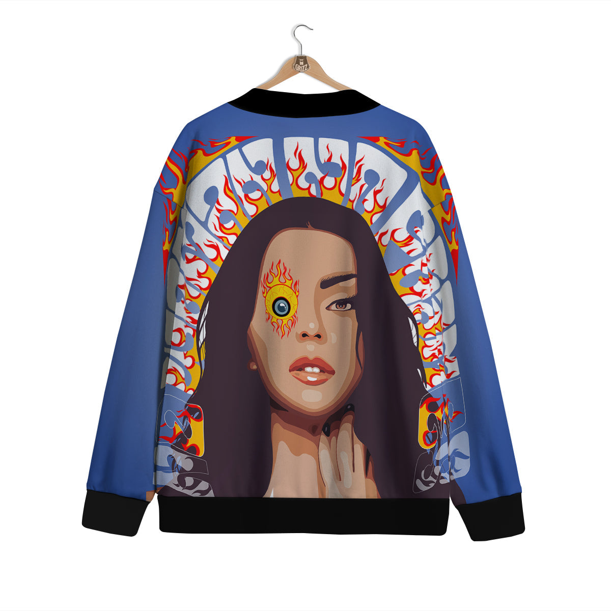 Fire Psychedelic Women Print Cardigan-grizzshop