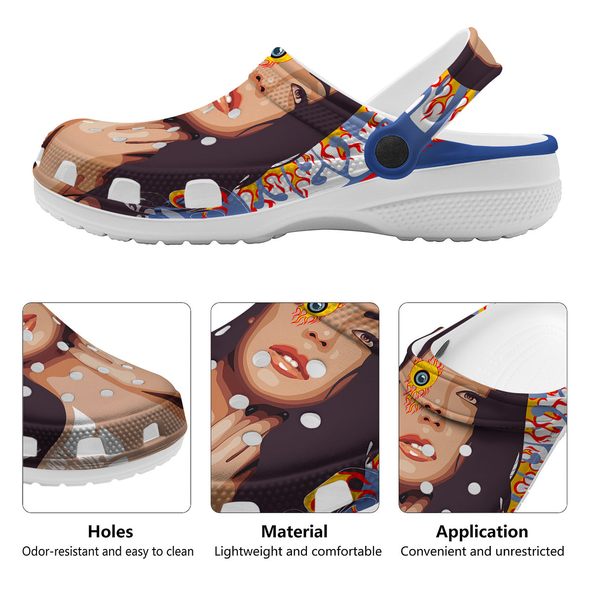 Fire Psychedelic Women Print Clog-grizzshop