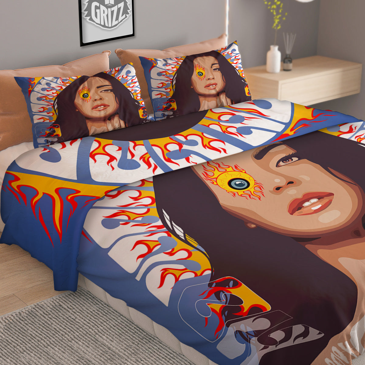 Fire Psychedelic Women Print Duvet Cover Bedding Set