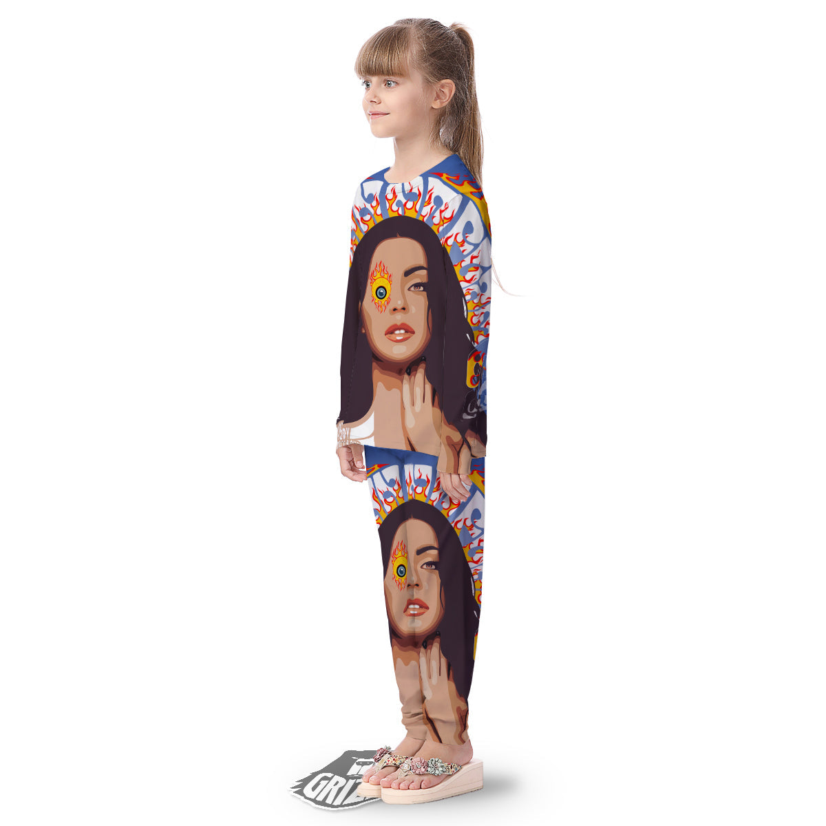 Fire Psychedelic Women Print Kid's Pajamas-grizzshop