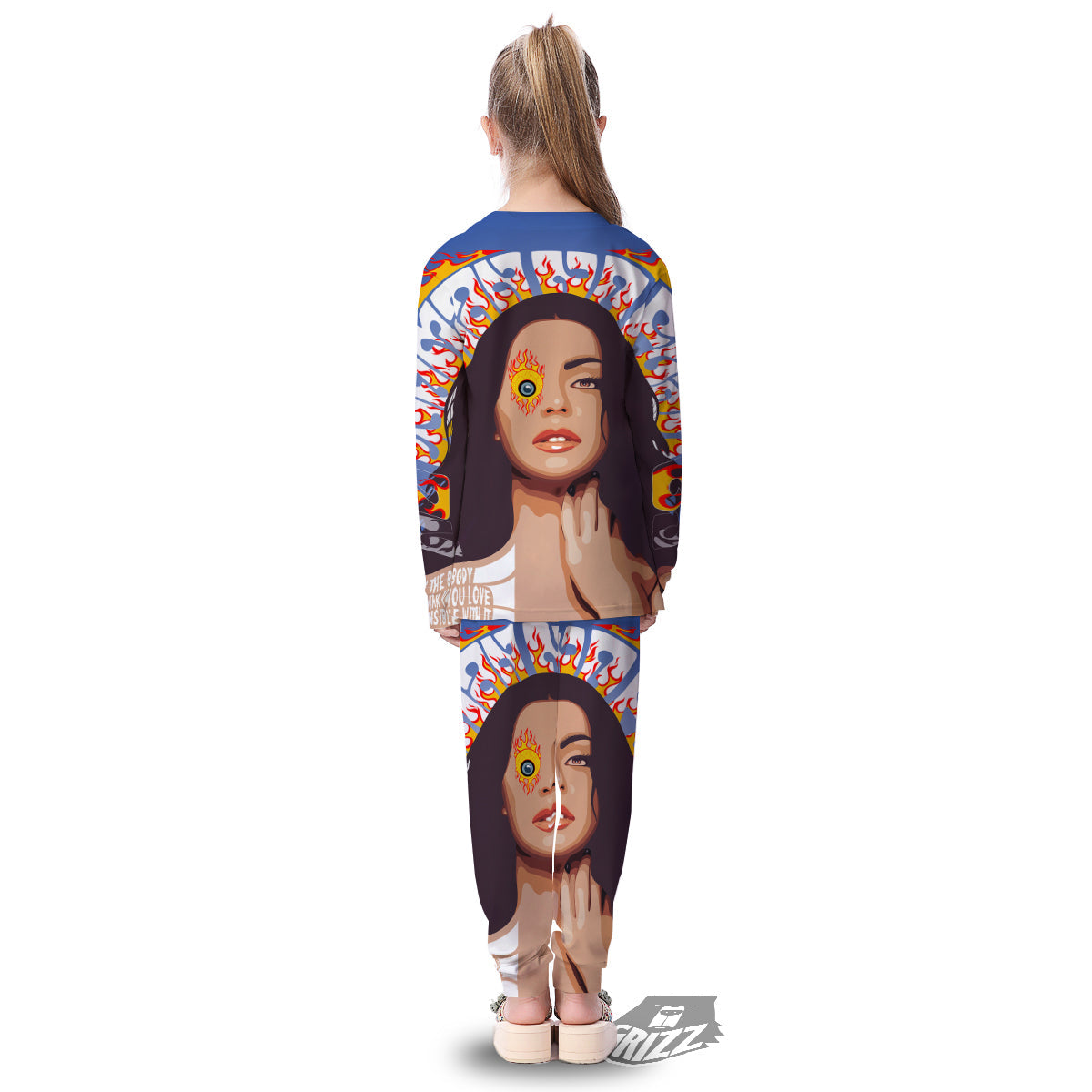 Fire Psychedelic Women Print Kid's Pajamas-grizzshop
