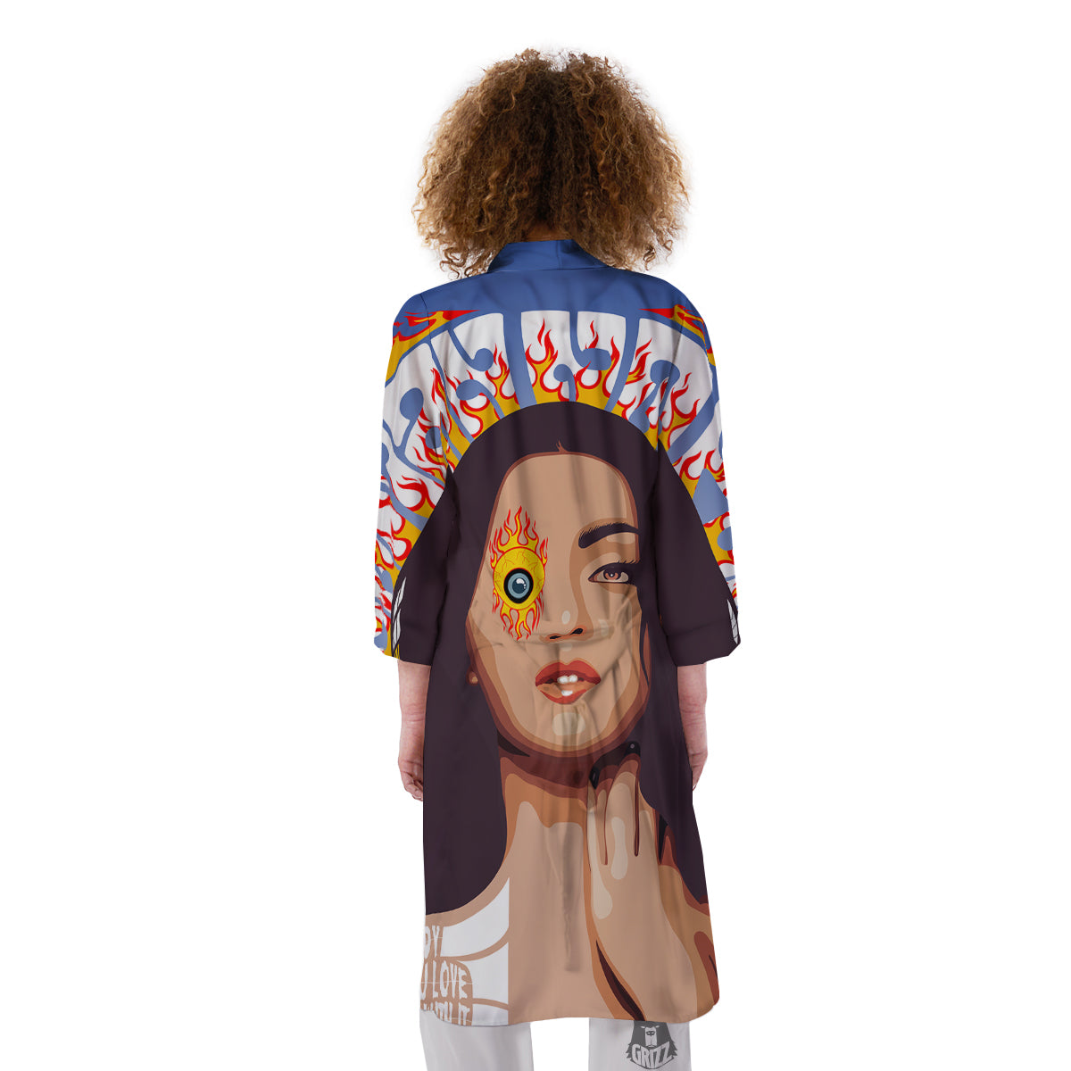 Fire Psychedelic Women Print Kimono-grizzshop