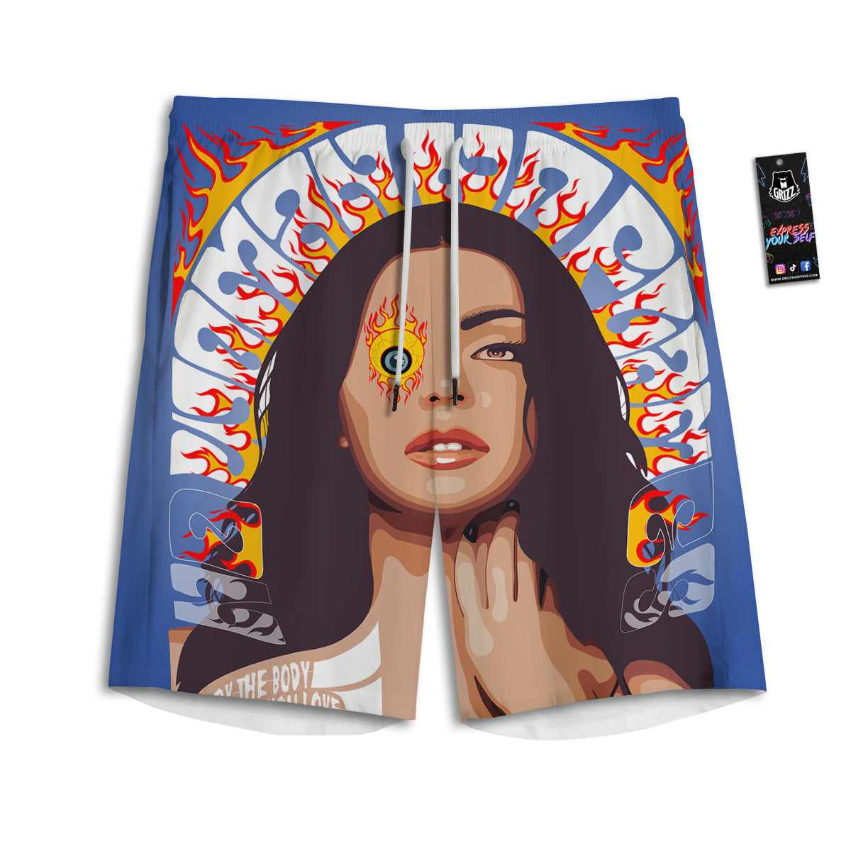 Fire Psychedelic Women Print Men's Athletic Shorts