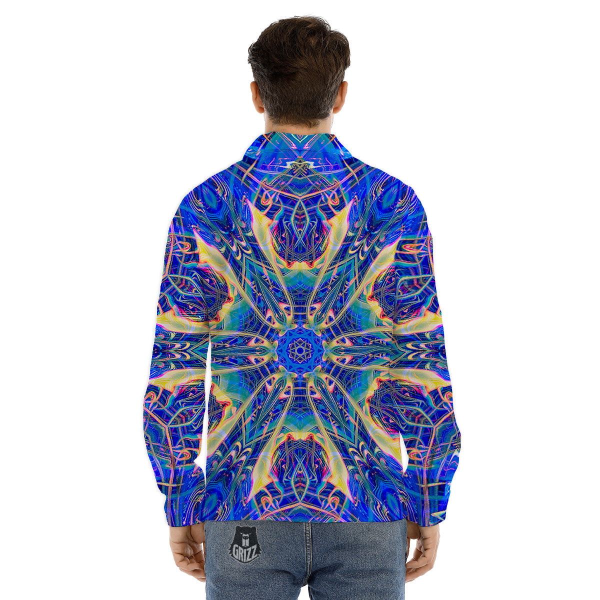 Fire Psychedelic Women Print Men's Dress Shirts-grizzshop
