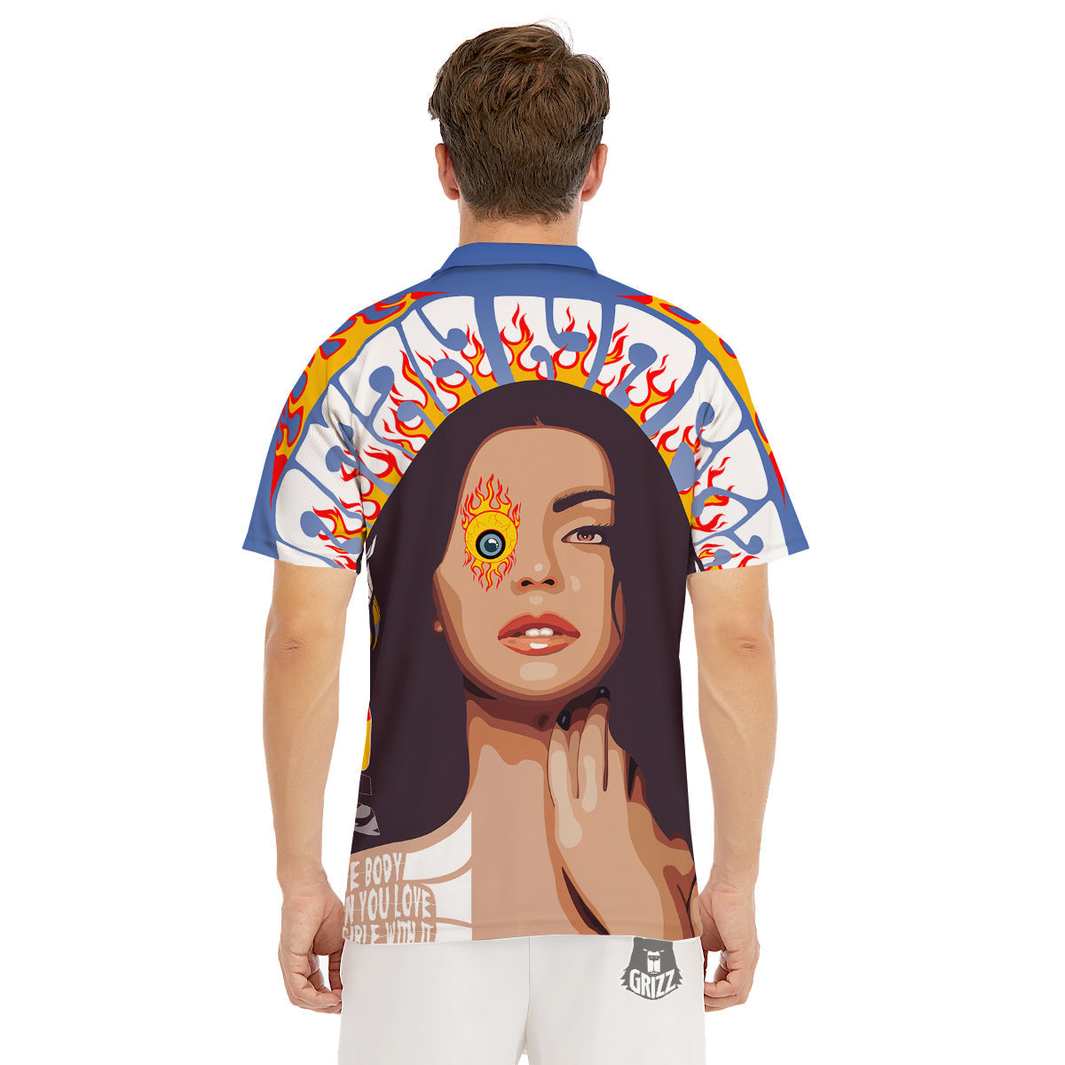Fire Psychedelic Women Print Men's Golf Shirts-grizzshop