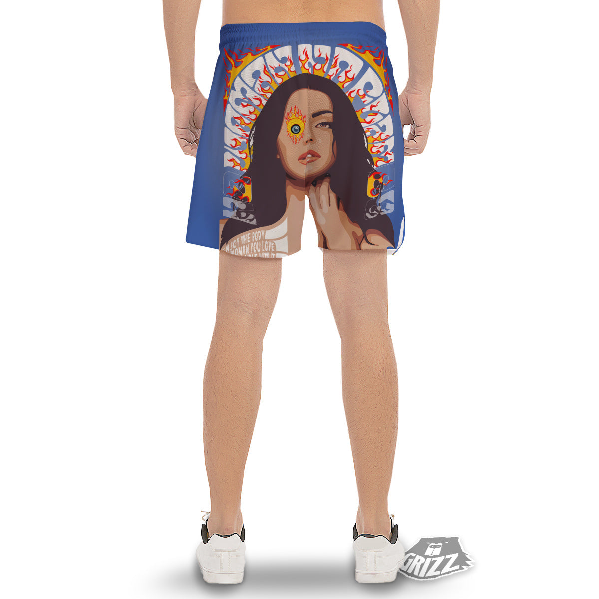 Fire Psychedelic Women Print Men's Gym Shorts-grizzshop
