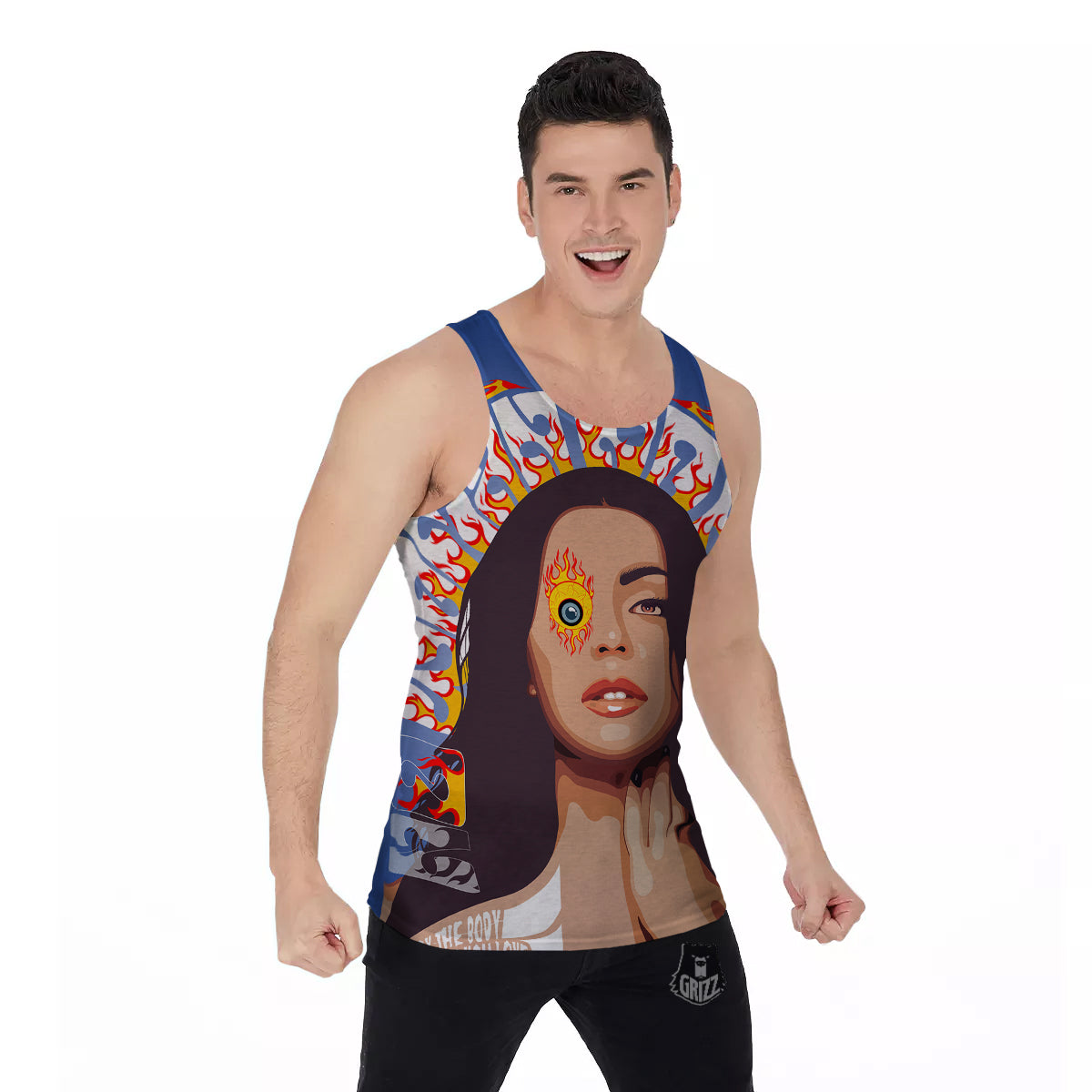 Fire Psychedelic Women Print Men's Tank Top-grizzshop