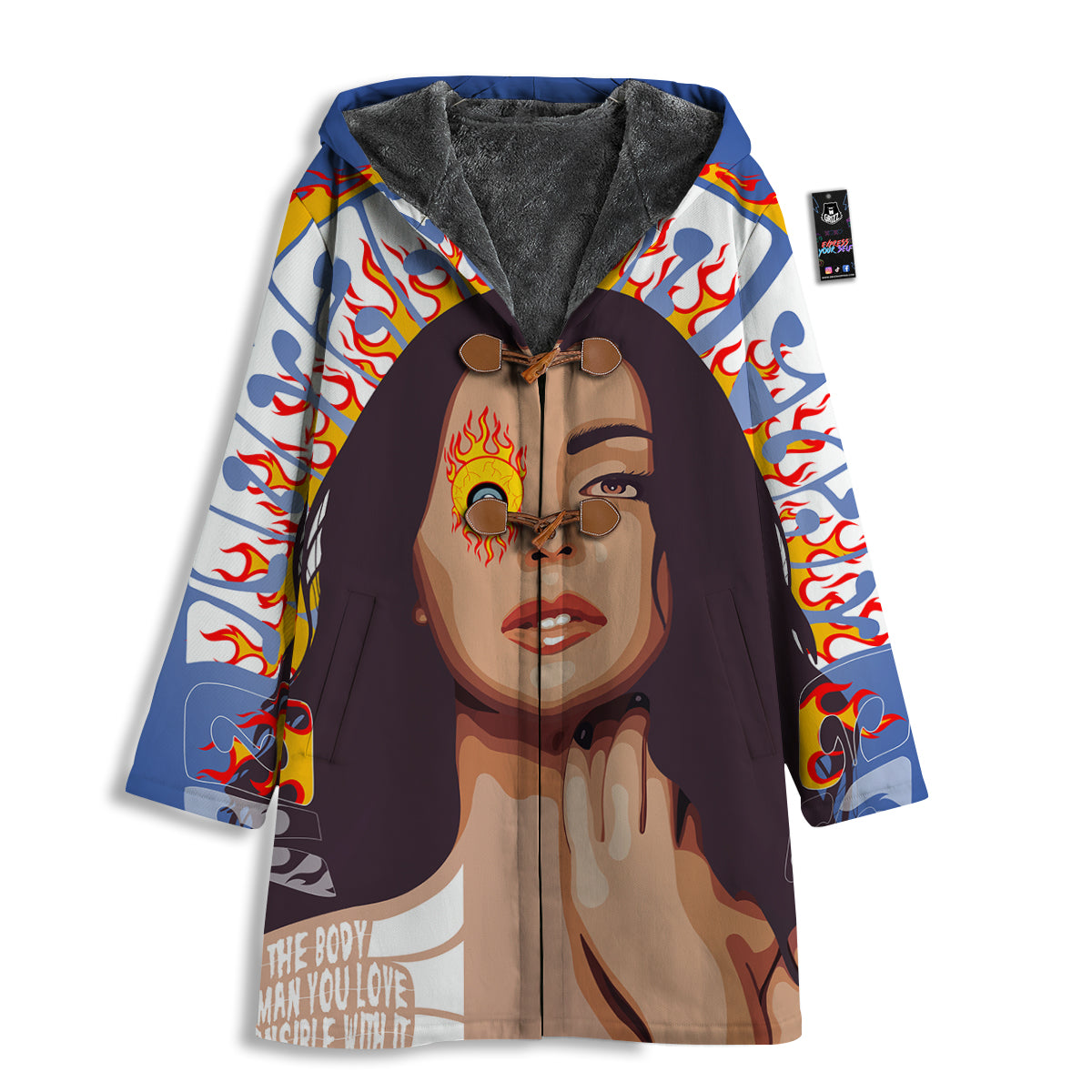 Fire Psychedelic Women Print Men's Windbreaker Jacket-grizzshop