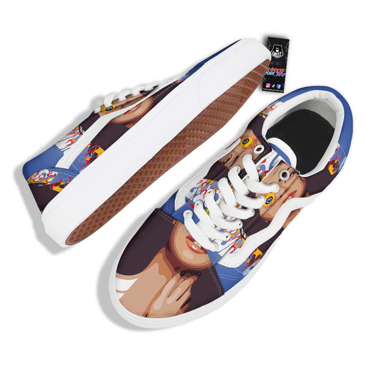 Fire Psychedelic Women Print Skate Shoes-grizzshop